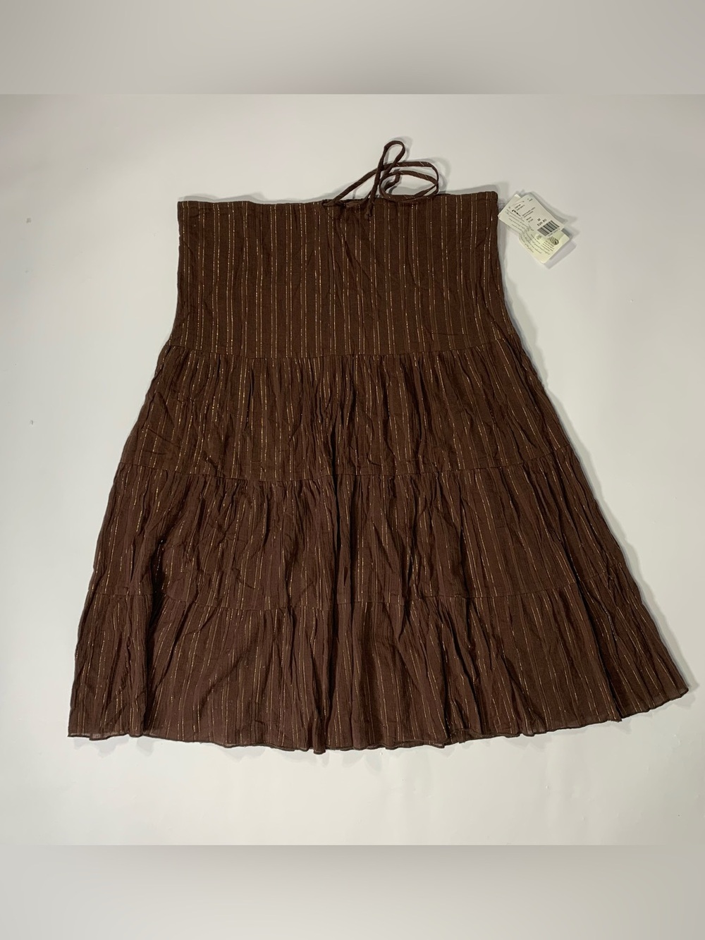 NWT Y2K Forever 21 Brown Gold Stripe Tiered Midi Skirt